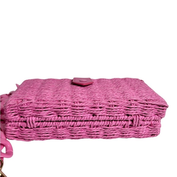 A New Day pink straw woven handbag, 2 strap styles, clutch, Like NEW Summer - Picture 12 of 13